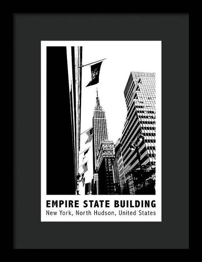 Empire State Building New York Line Art - Framed Print