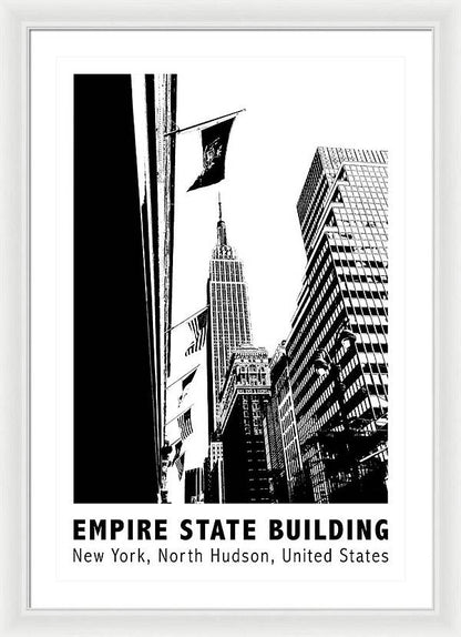 Empire State Building New York Line Art - Framed Print