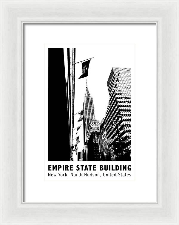 Empire State Building New York Line Art - Framed Print