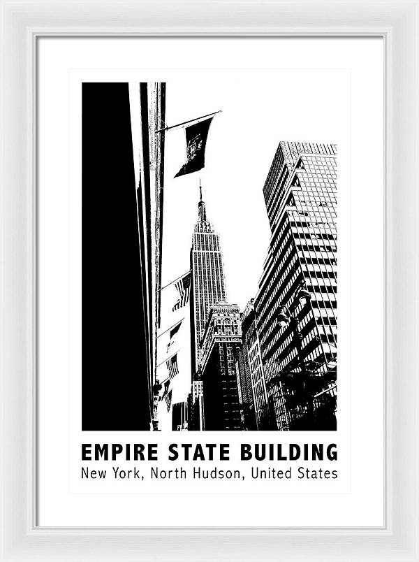 Empire State Building New York Line Art - Framed Print