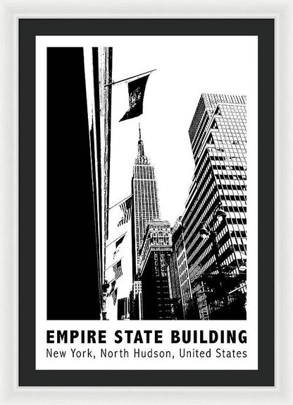 Empire State Building New York Line Art - Framed Print