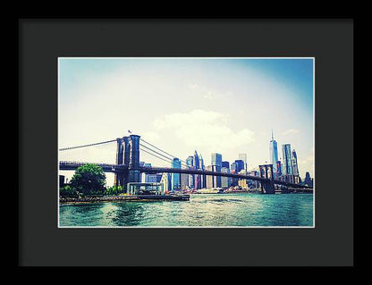 Long Island, Brooklyn Bridge, New York in Colour - Framed Print