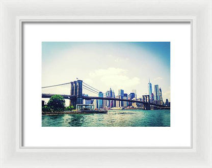 Long Island, Brooklyn Bridge, New York in Colour - Framed Print