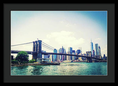 Long Island, Brooklyn Bridge, New York in Colour - Framed Print