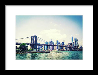 Long Island, Brooklyn Bridge, New York in Colour - Framed Print