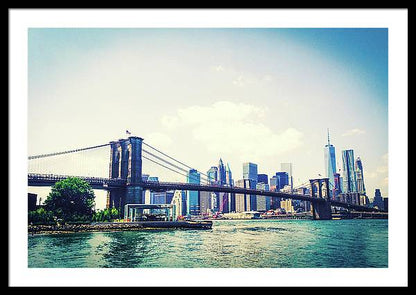 Long Island, Brooklyn Bridge, New York in Colour - Framed Print