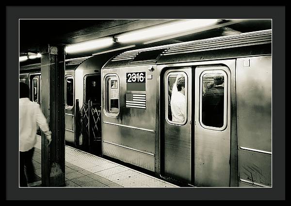 Retro Subway Delight Train 2316 BW - Framed Print