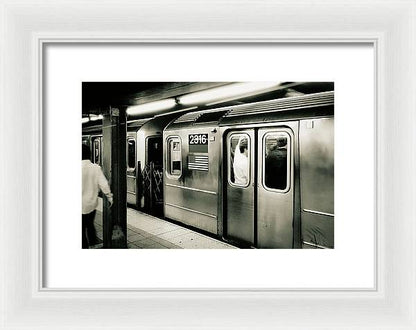 Retro Subway Delight Train 2316 BW - Framed Print