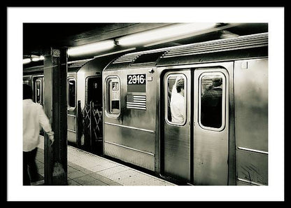 Retro Subway Delight Train 2316 BW - Framed Print