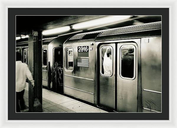 Retro Subway Delight Train 2316 BW - Framed Print