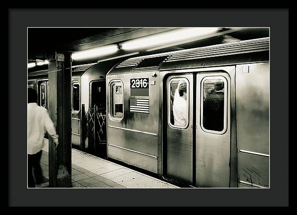 Retro Subway Delight Train 2316 BW - Framed Print