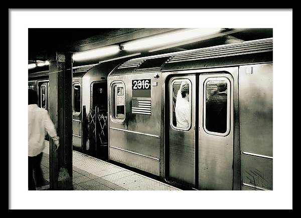 Retro Subway Delight Train 2316 BW - Framed Print