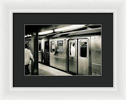 Retro Subway Delight Train 2316 BW - Framed Print