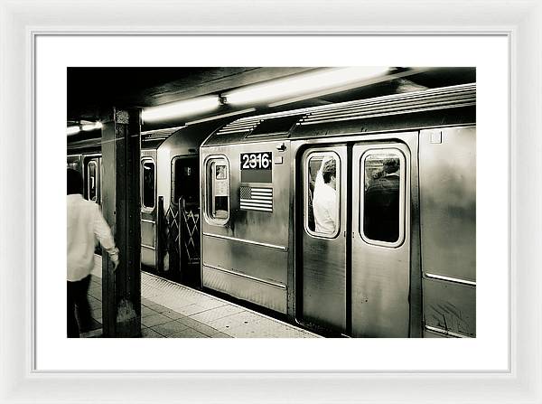 Retro Subway Delight Train 2316 BW - Framed Print