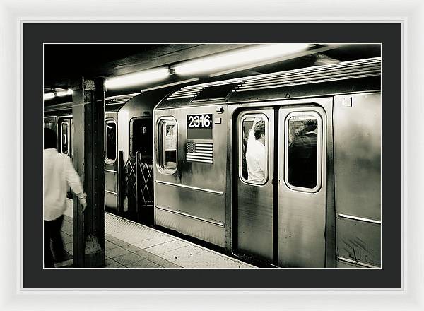 Retro Subway Delight Train 2316 BW - Framed Print