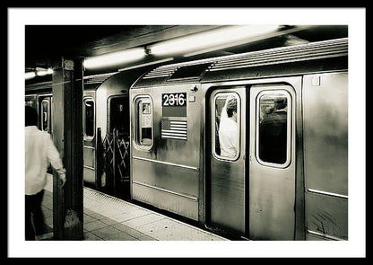 Retro Subway Delight Train 2316 BW - Framed Print