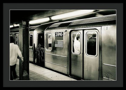 Retro Subway Delight Train 2316 BW - Framed Print