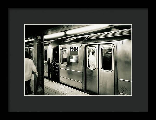 Retro Subway Delight Train 2316 BW - Framed Print