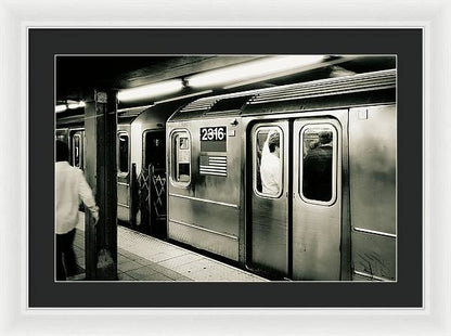 Retro Subway Delight Train 2316 BW - Framed Print